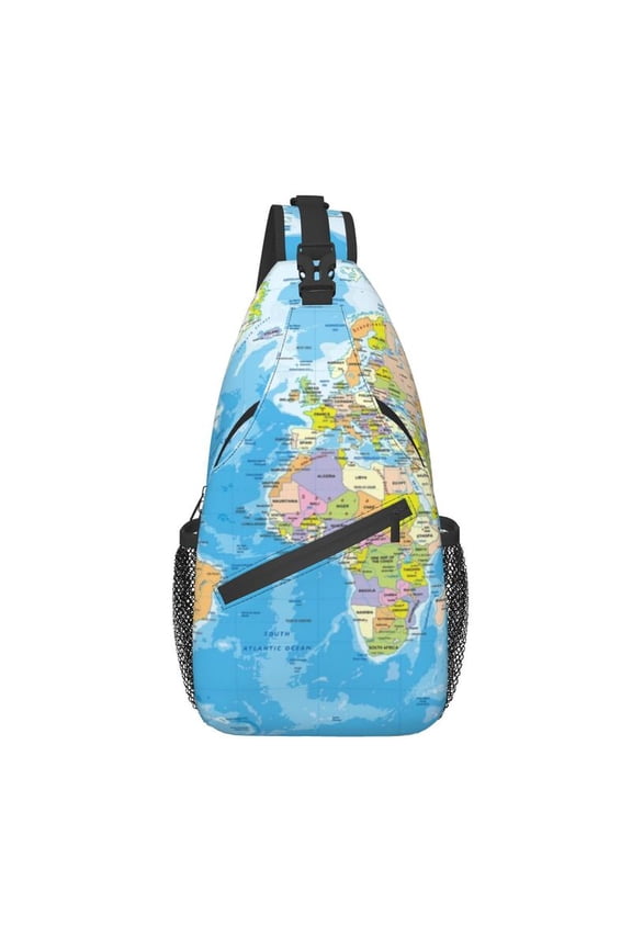 Custom World Map Sling Bags Men Fashion Shoulder Crossbody Chest Backpack Cycling Camping Daypack