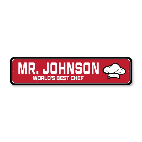 Custom World's Best Chef Aluminum Metal Decor Sign - 4x18 inches