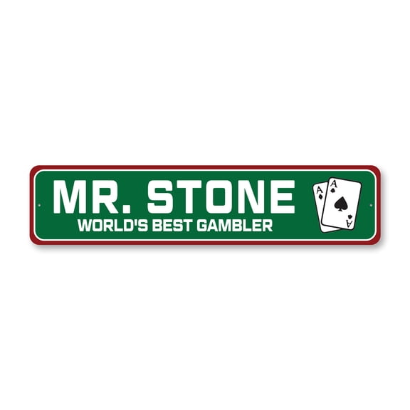 Custom World's Best Gambler Aluminum Metal Decor Sign - 4x18 inches