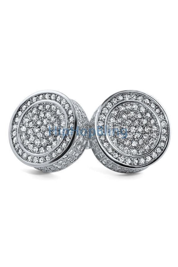 Custom XL 3D Circle CZ Bling Bling Earrings
