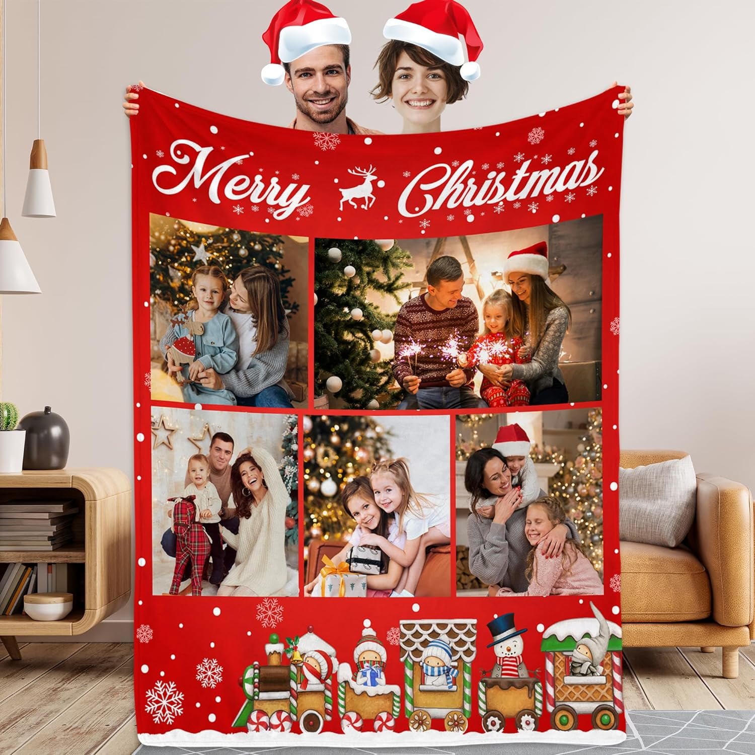 Custom Xmas Photo Blankets Personalized Picture Couples Customized