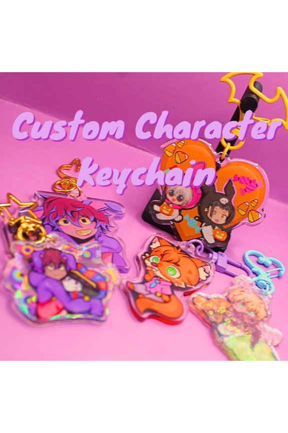 Custom YCH Keychain, YumeShip, Canon, or OC Keychain holographic plain, epoxy, even custom Keychain (1 keychain)