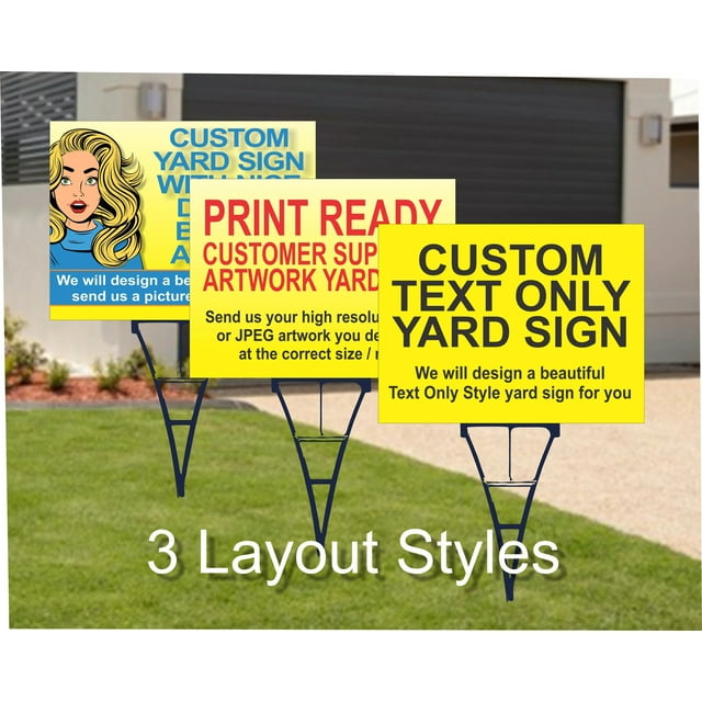 Custom Yard Sign, 3 Art Styles, 18in h x 24in w Beautiful, Color, Personalized, Corrugated