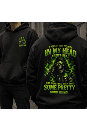 Custom Year Generation X 1965-1980 I Know the Voices in My Head Aren't Real But Sometimes They Have Some Pretty Good Ideas Grim Reaper Skull Graphic Pullover Hoodie, Retro Gen X Dark Humor Gift