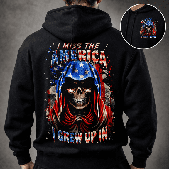Custom Year Generation X 1965-1980 I Miss The America I Grew Up In Skull Flag Hoodie Patriotic Gift
