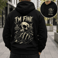 thumbnail image 1 of Custom Year Generation X 1965-1980 I'm Fine Skull Skeleton Hoodie Gothic Dark Sarcastic Gift, 1 of 6
