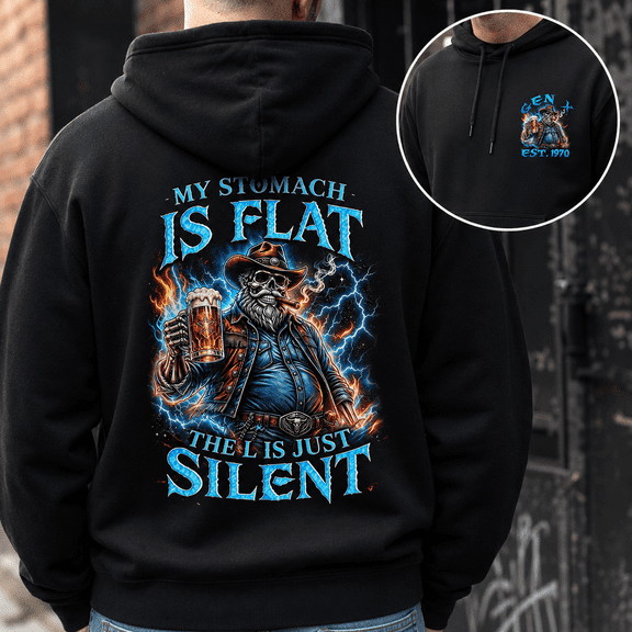 Custom Year Generation X 1965-1980 My Stomach Is Flat The L Is Silent Skeleton Hoodie Funny Sarcastic Gift