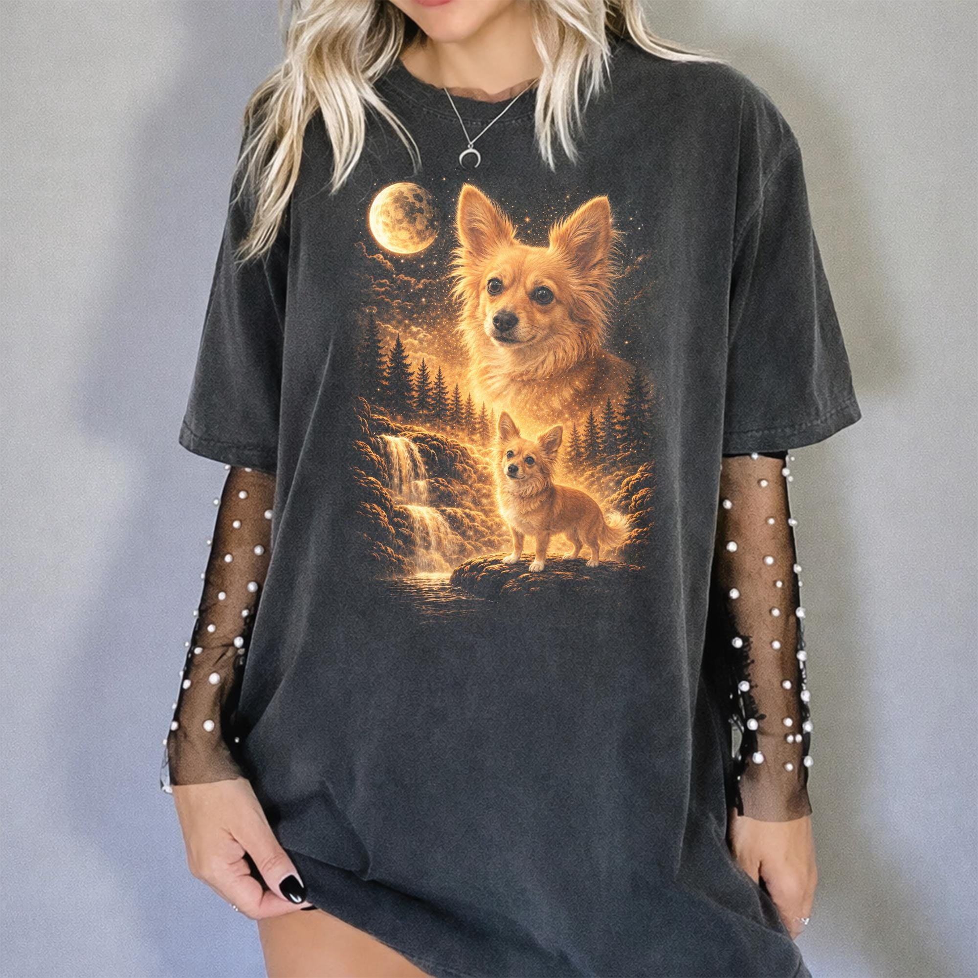 Custom Your Dog Howling to the Moon Shirt, Vintage Full Moon Animal Tee ...