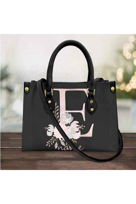Custom Your Name Letter Floral Personalized Handbag PU Leather Handle Casual Girls Shoulder Bag Dropshipping Tote Bags Gift