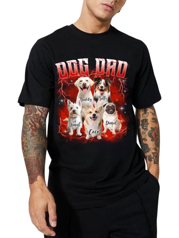 Custom Your Own Bootleg Rap T Shirts for Men, Custom Dog Dad Photo Vintage Tee Shirts, Custom Graphic Tee