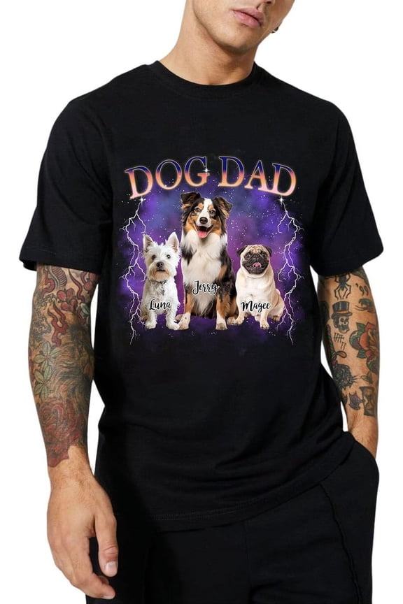 Custom Your Own Bootleg Rap T Shirts for Men, Custom Dog Dad Photo Vintage Tee Shirts, Custom Graphic Tee