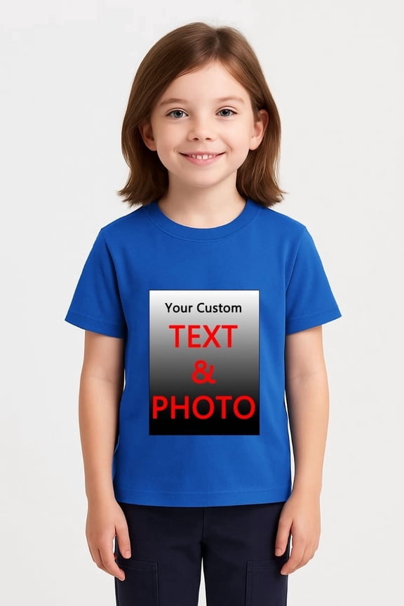 Custom Youth T-Shirt for Kids Boys Girls – Made to Order Photo and Text Shirt – Design Your Own Tee with Custom Front and Back Printing – Unique Gift Idea for Birthday, School, Party Outfit