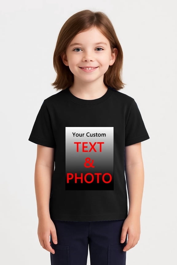 Custom Youth T-Shirt for Kids Boys Girls – Made to Order Photo and Text Shirt – Design Your Own Tee with Custom Front and Back Printing – Unique Gift Idea for Birthday, School, Party Outfit
