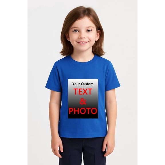 Custom Youth T-Shirt for Kids Boys Girls – Made to Order Photo and Text Shirt – Design Your Own Tee with Custom Front and Back Printing – Unique Gift Idea for Birthday, School, Party Outfit