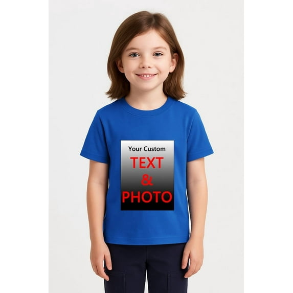 Custom Youth T-Shirt for Kids Boys Girls – Made to Order Photo and Text Shirt – Design Your Own Tee with Custom Front and Back Printing – Unique Gift Idea for Birthday, School, Party Outfit