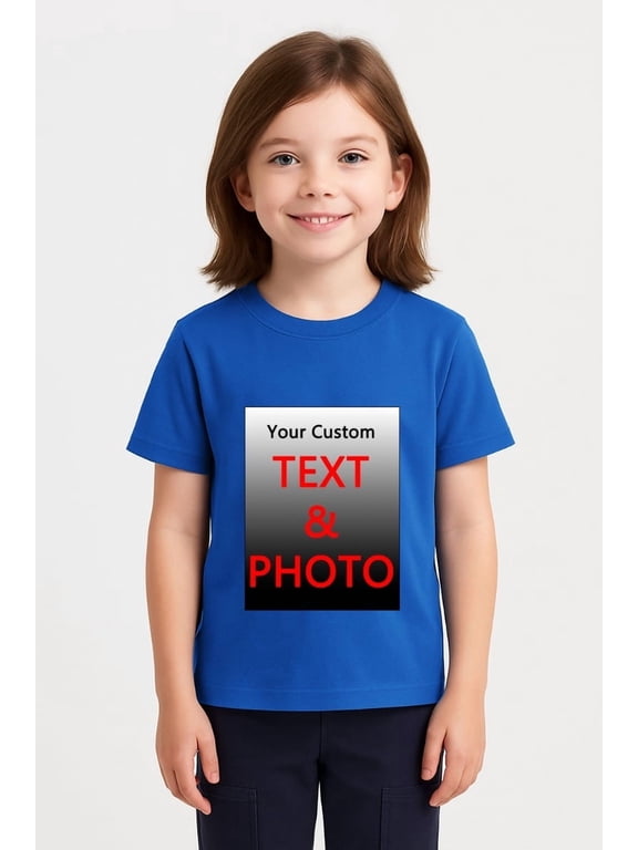 Custom Youth T-Shirt for Kids Boys Girls – Made to Order Photo and Text Shirt – Design Your Own Tee with Custom Front and Back Printing – Unique Gift Idea for Birthday, School, Party Outfit