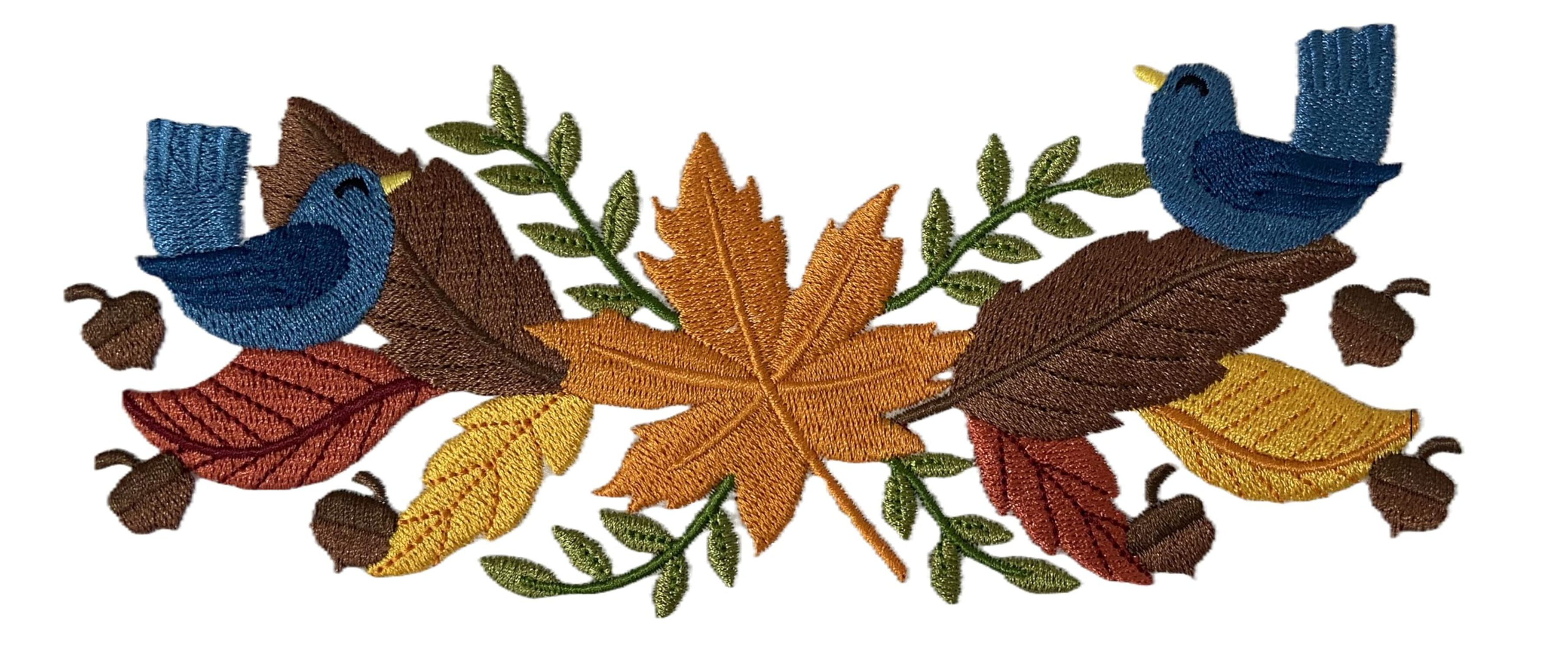 Custom and Unique Autumn [ Autumn Leaf Border ] Embroidered Iron on/Sew Patch (3.4" x 7.8")