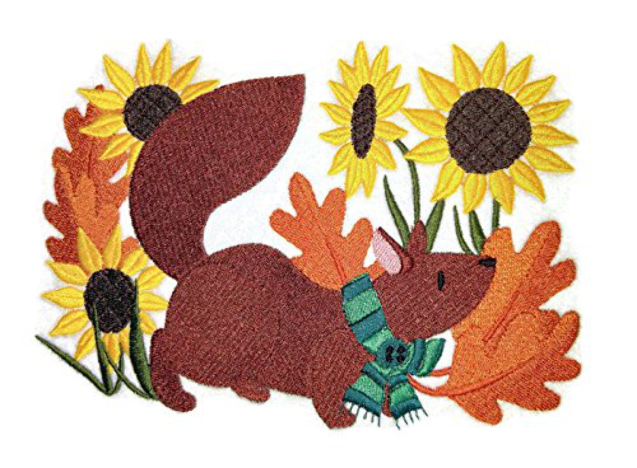 Custom and Unique Autumn[ Country Squirrel in Autumn ] Embroidered Iron on/Sew Patch [6.82x 4.87"]