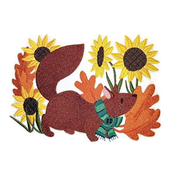 Custom and Unique Autumn[ Country Squirrel in Autumn ] Embroidered Iron on/Sew Patch [6.82x 4.87"]