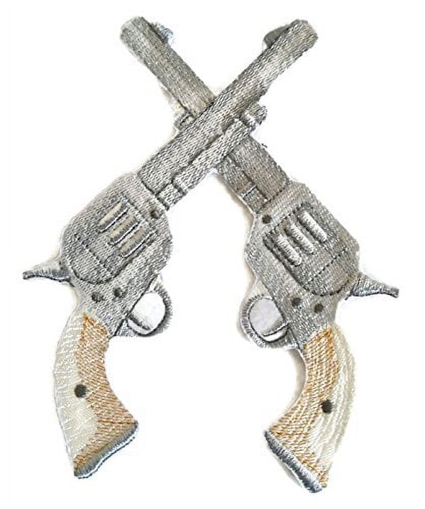 Custom and Unique Bikers Gear[Crossed Pistols] Embroidered Iron on/Sew patch [6.1" *5"]