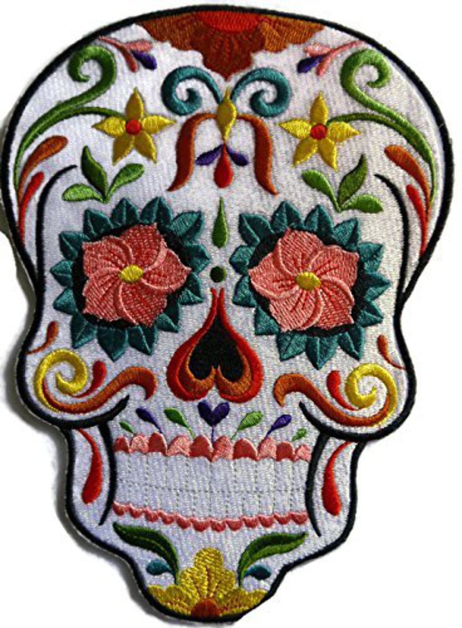 Custom and Unique Bikers Gear[Flor De Fiesta Sugar Skull] Embroidered Iron on/Sew patch [8" *6"]