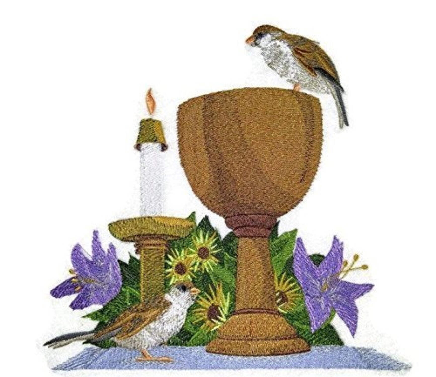 Custom and Unique Chalice And Sparrows Embroidered Iron on/Sew patch [7.78"7.61"]