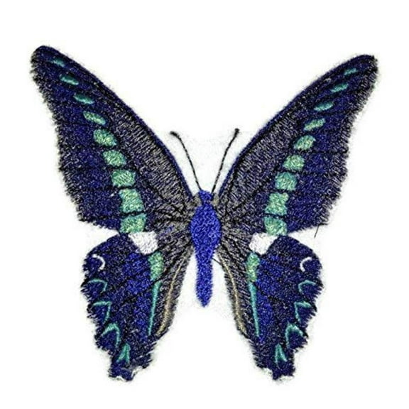Custom and Unique Colorful Butterflies[Blue Triangle ] Embroidered Iron On/Sew patch [3.5" x3.8"]