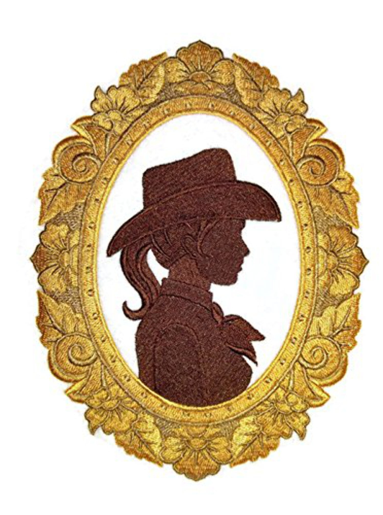 Custom and Unique Cowboy Gear[Cowgirl Cameo ] Embroidered Iron on/Sew patch [7.58"5.87"]