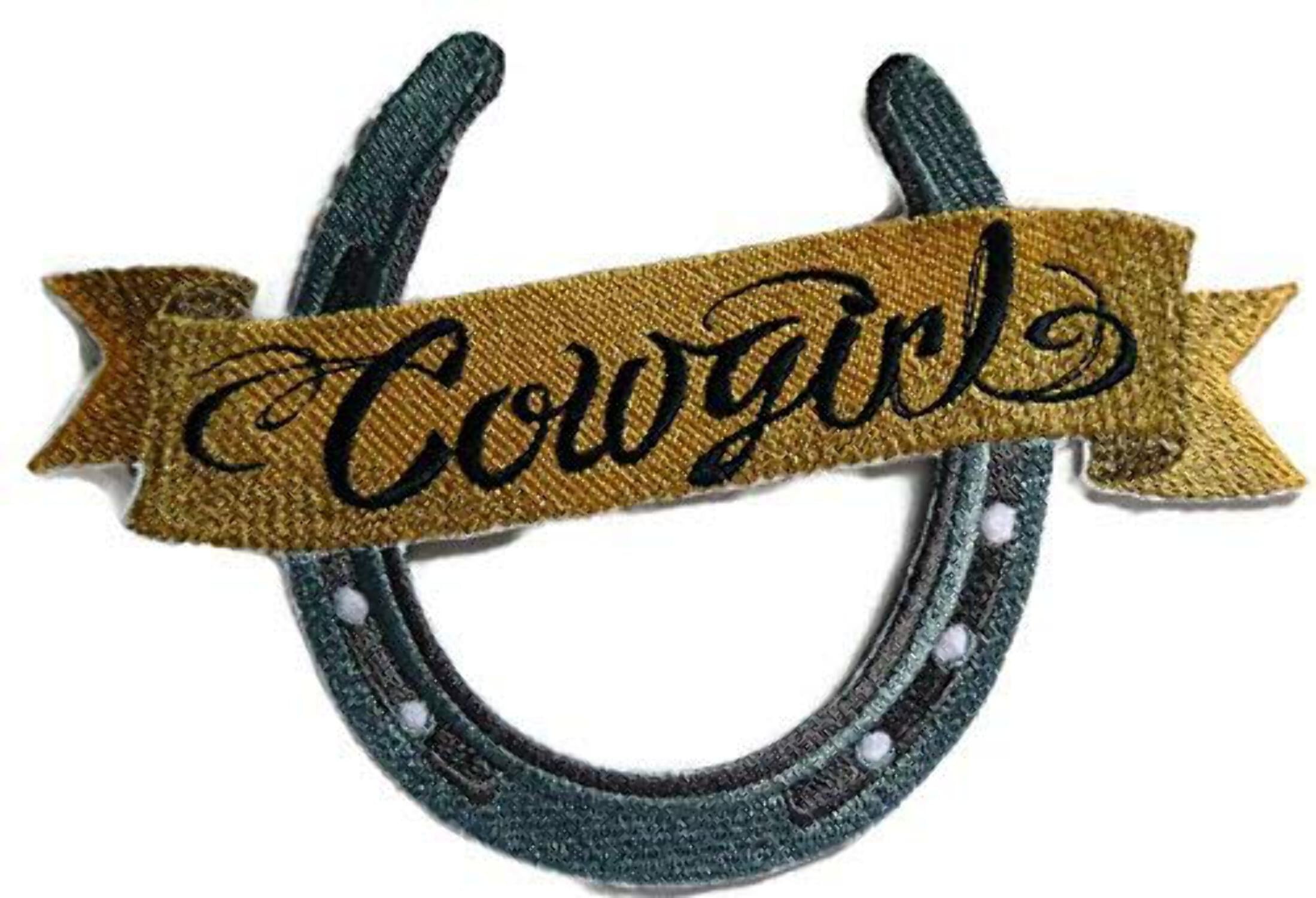 Custom and Unique Cowgirl Gear[Horseshoe & Cowgirl ] Embroidered Iron on/Sew Patch [7"4.5"]