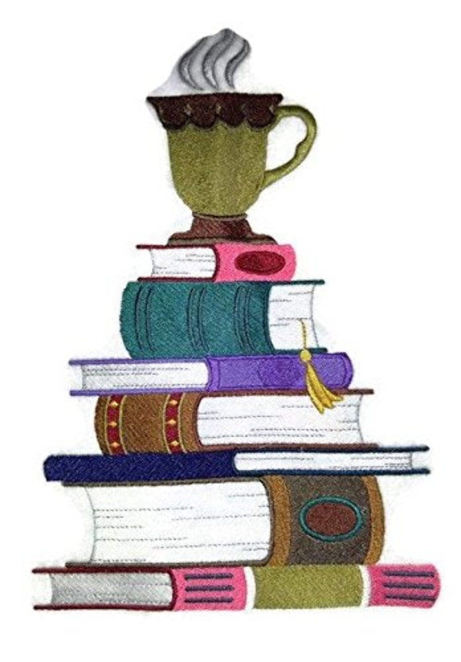 Custom and Unique Cup For Book Lover Embroidered Iron on/Sew patch [10.22" 6.9"]