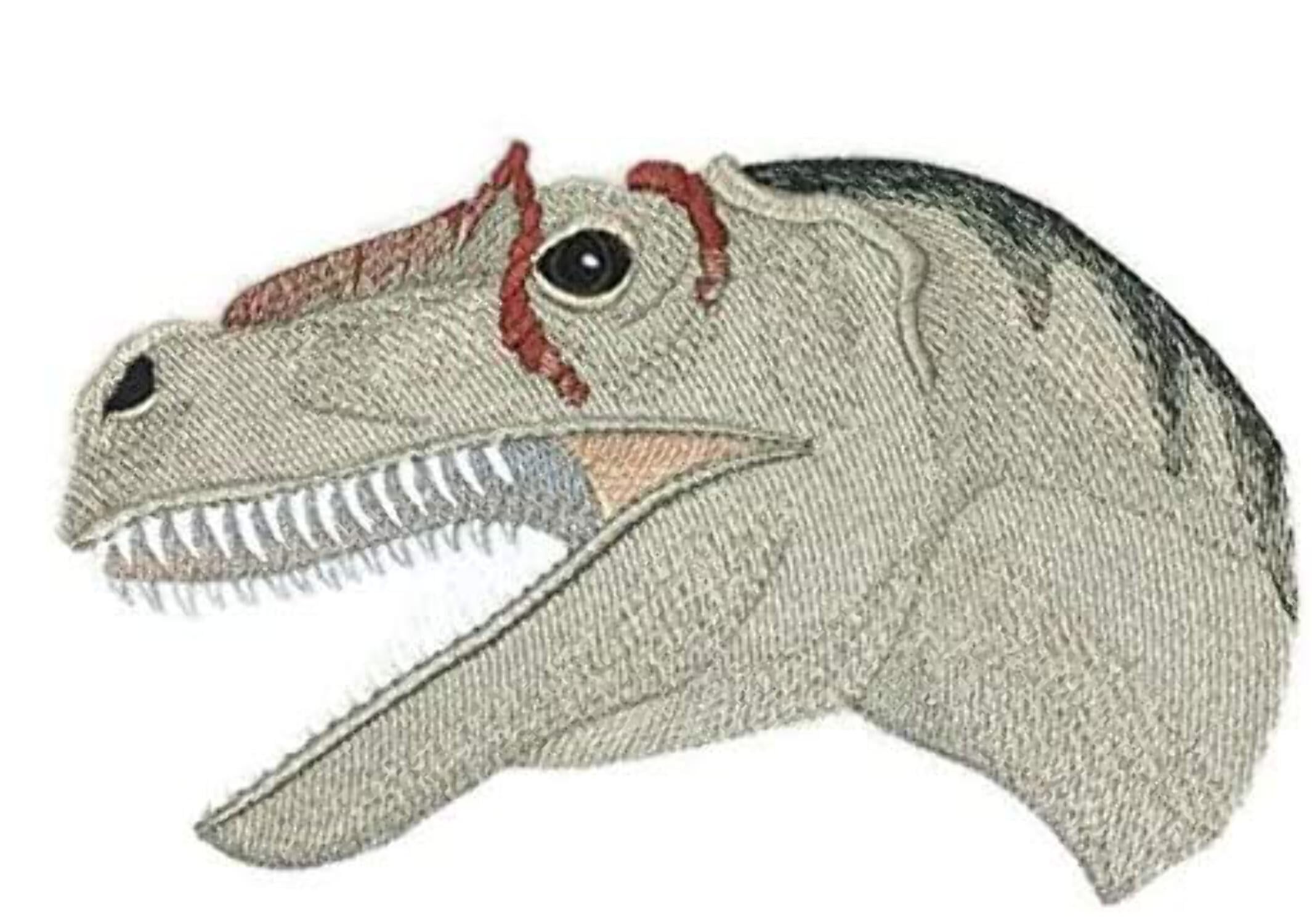 Custom and Unique Dinosaurs [Allosaurus Head ]{ Embroidered Iron on/Sew Patch 6.74" 4.55"