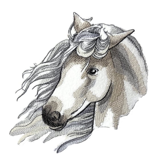 Custom and Unique Horse Face [Elusive Stallion ] Embroidered Iron On/Sew Patch (6.82" x 7.65") Made in USA