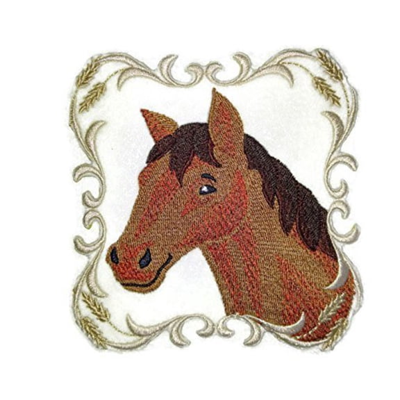 Custom and Unique Horse Face [Horse Face With Frame ] Embroidered Iron On/Sew patch [4" x4.5"]]