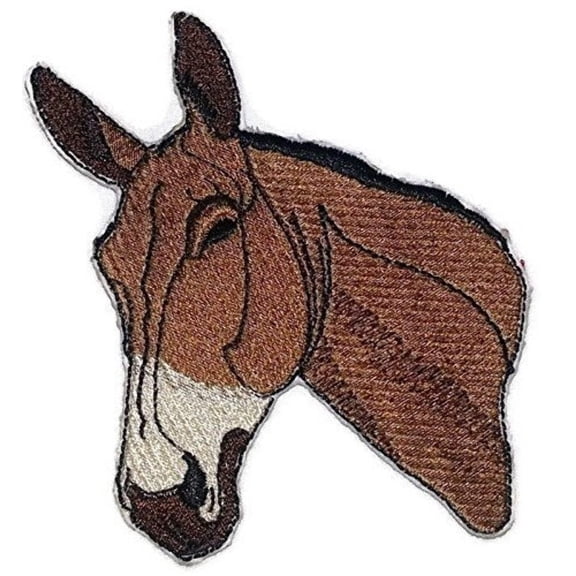 Custom and Unique Horse Face [Mule Face ] Embroidered Iron On/Sew patch [3.5" x4.5"]]
