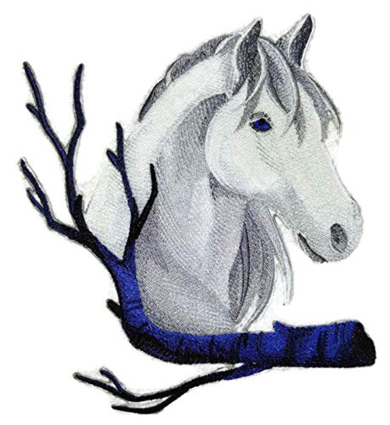Custom and Unique Horse Face[Wintry Horse ] Embroidered Iron On/Sew Patch [6.42" x 7.8" ]