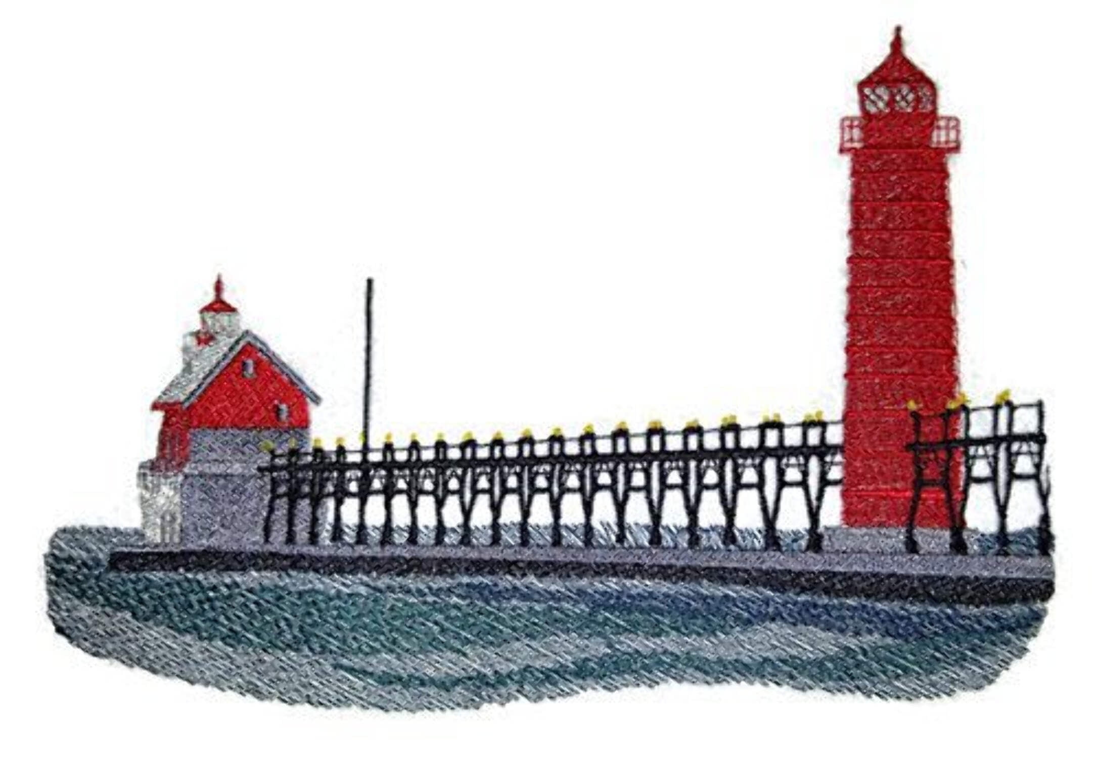 Custom and Unique Lighthouse[Grand Haven Lighthouse] Embroidered Iron on/Sew patch [8.5"6"]