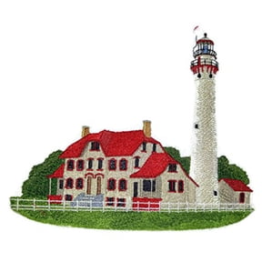 Custom and Unique Lighthouse[Grosse Point Lighthouse] Embroidered Iron on/Sew patch [7.5" *6"]