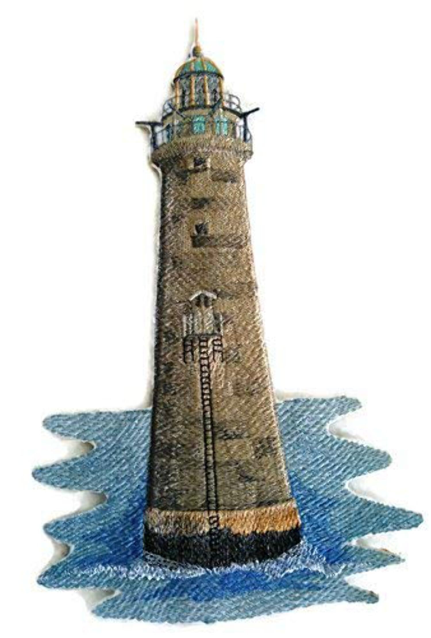 Custom and Unique Lighthouse[Minot Ledge Lighthouse] Embroidered Iron on/Sew Patch [9.08"5.85"]