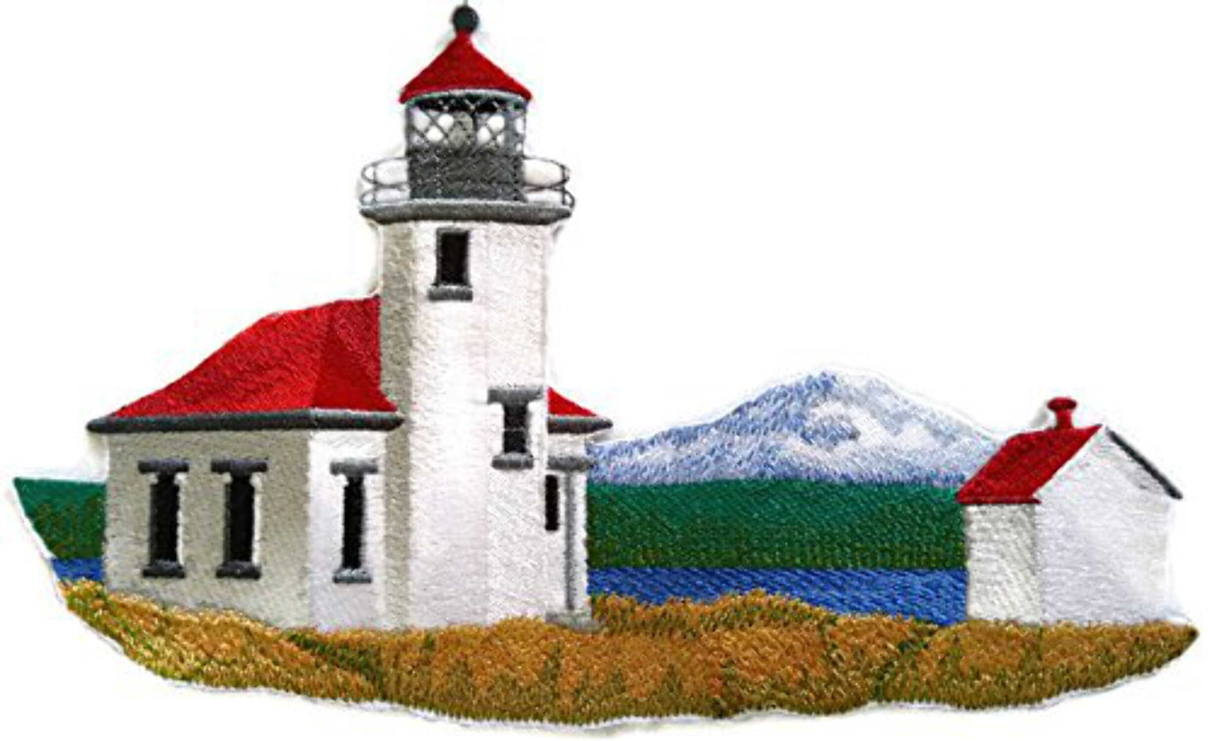 Custom and Unique Lighthouse[Point Robinson Lighthouse] Embroidered Iron on/Sew patch [9.43"5.85"]