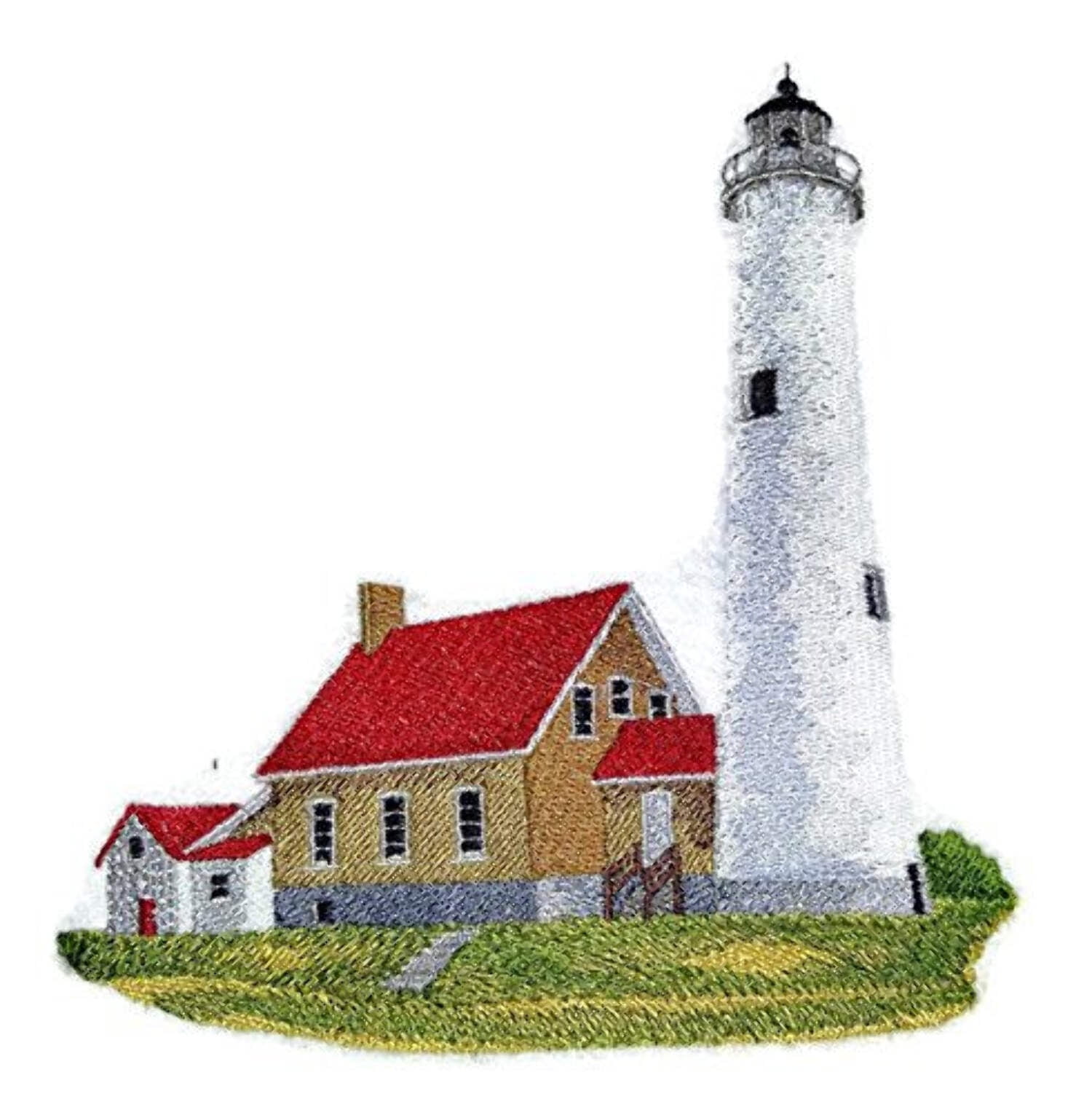 Custom and Unique Lighthouse[Tawas Point Lighthouse] Embroidered Iron on/Sew patch [6.2"5.9"]