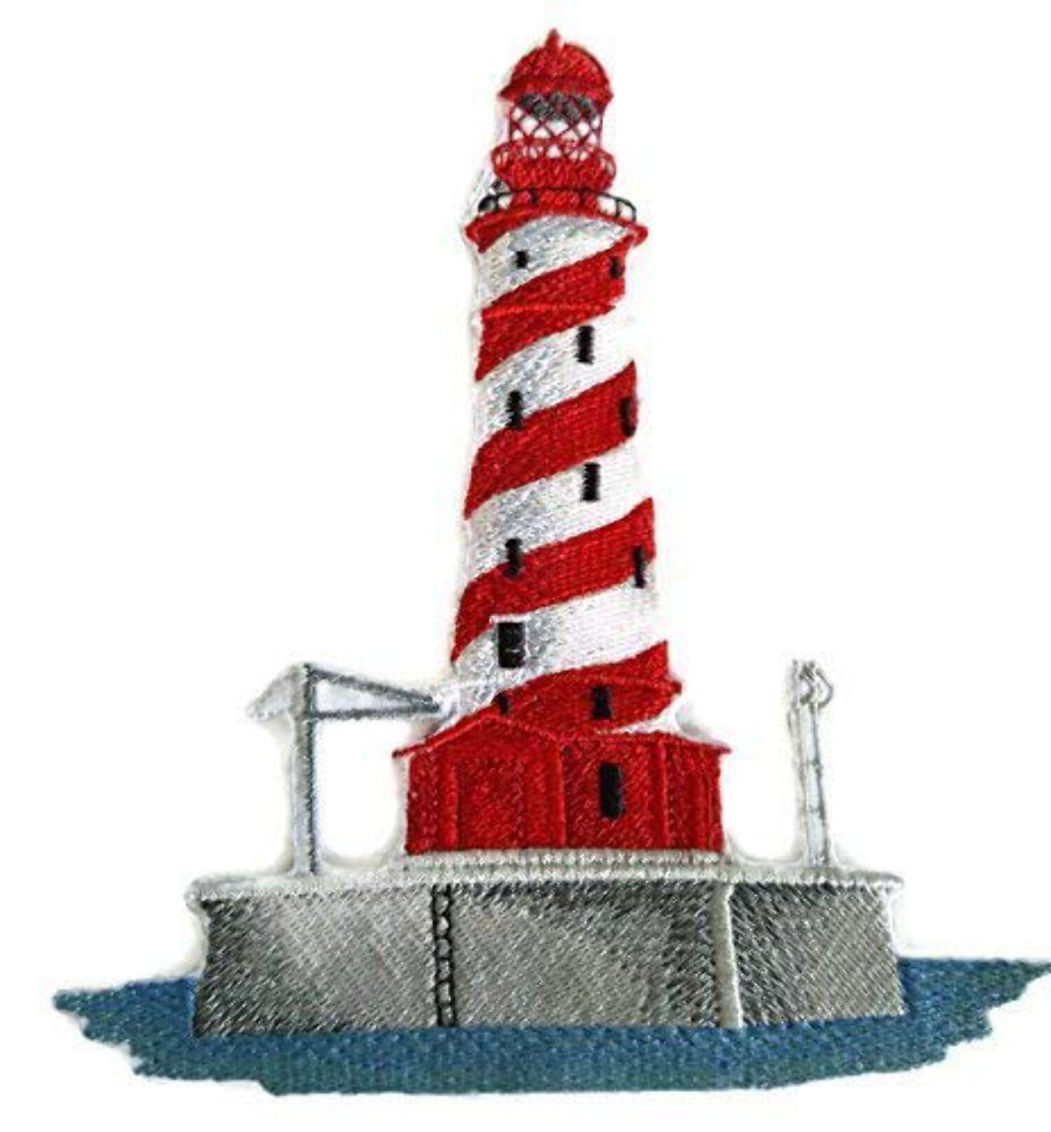 Custom and Unique Lighthouse[White Shoal Lighthouse] Embroidered Iron on/Sew patch [5.85"6.04"]