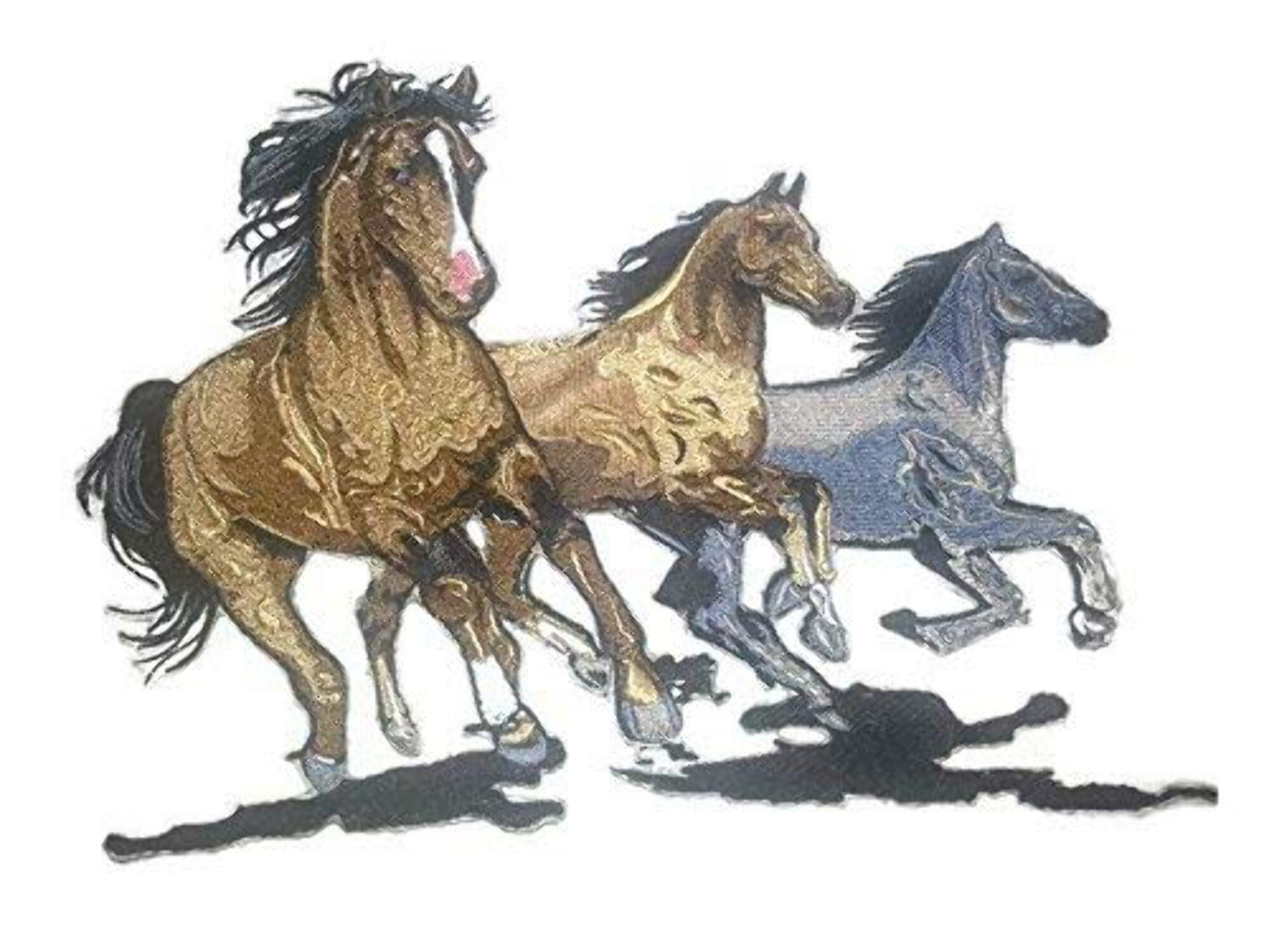 Custom and Unique Spirit of Running Stallions [Running Horses] Embroidered Iron On/Sew Patch [9" x7"]]