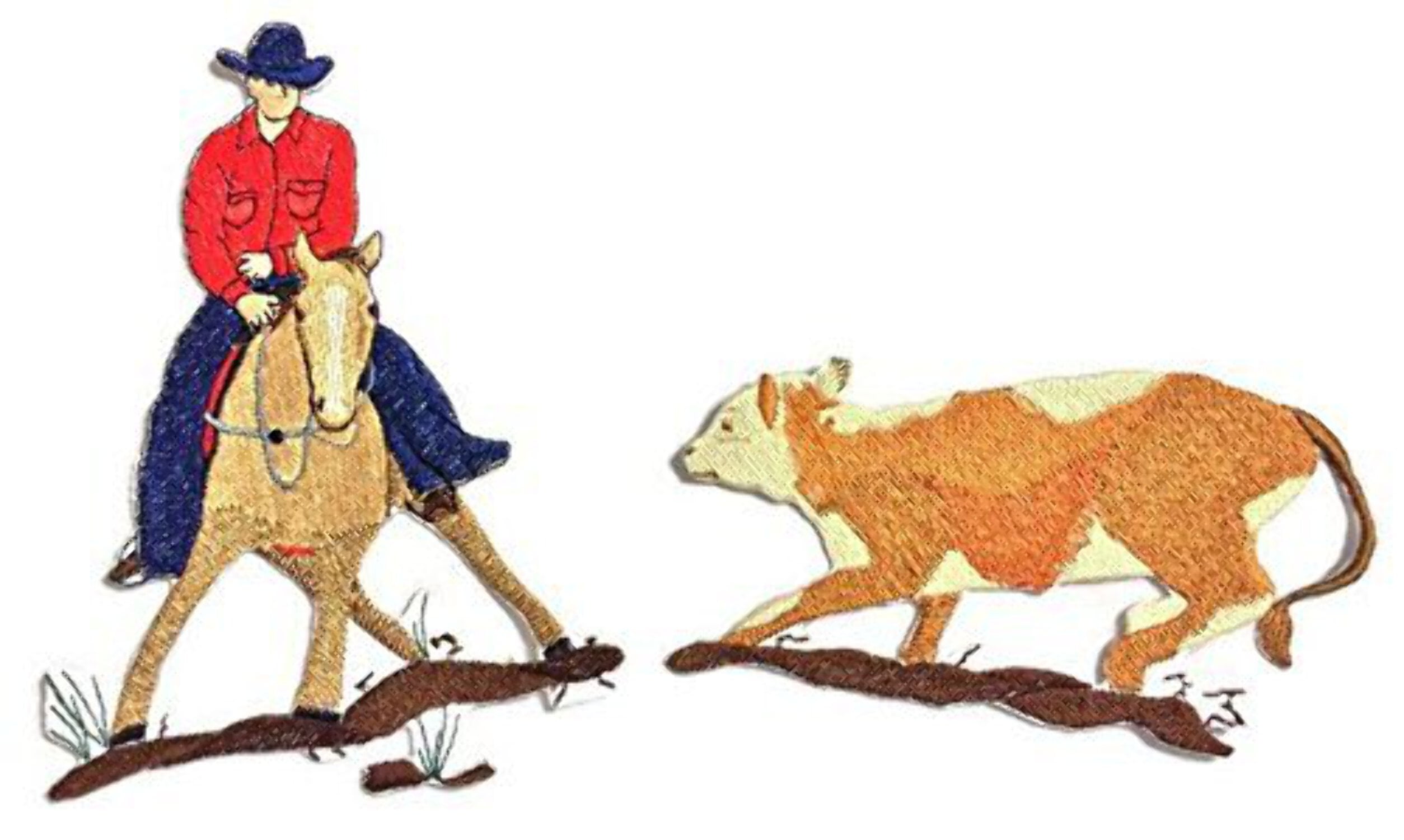 Custom and Unique Spirit of Stallions [Cutting Horse ] [Custom and Unique] Embroidered Iron on/Sew patch [8.5" 8.5"]