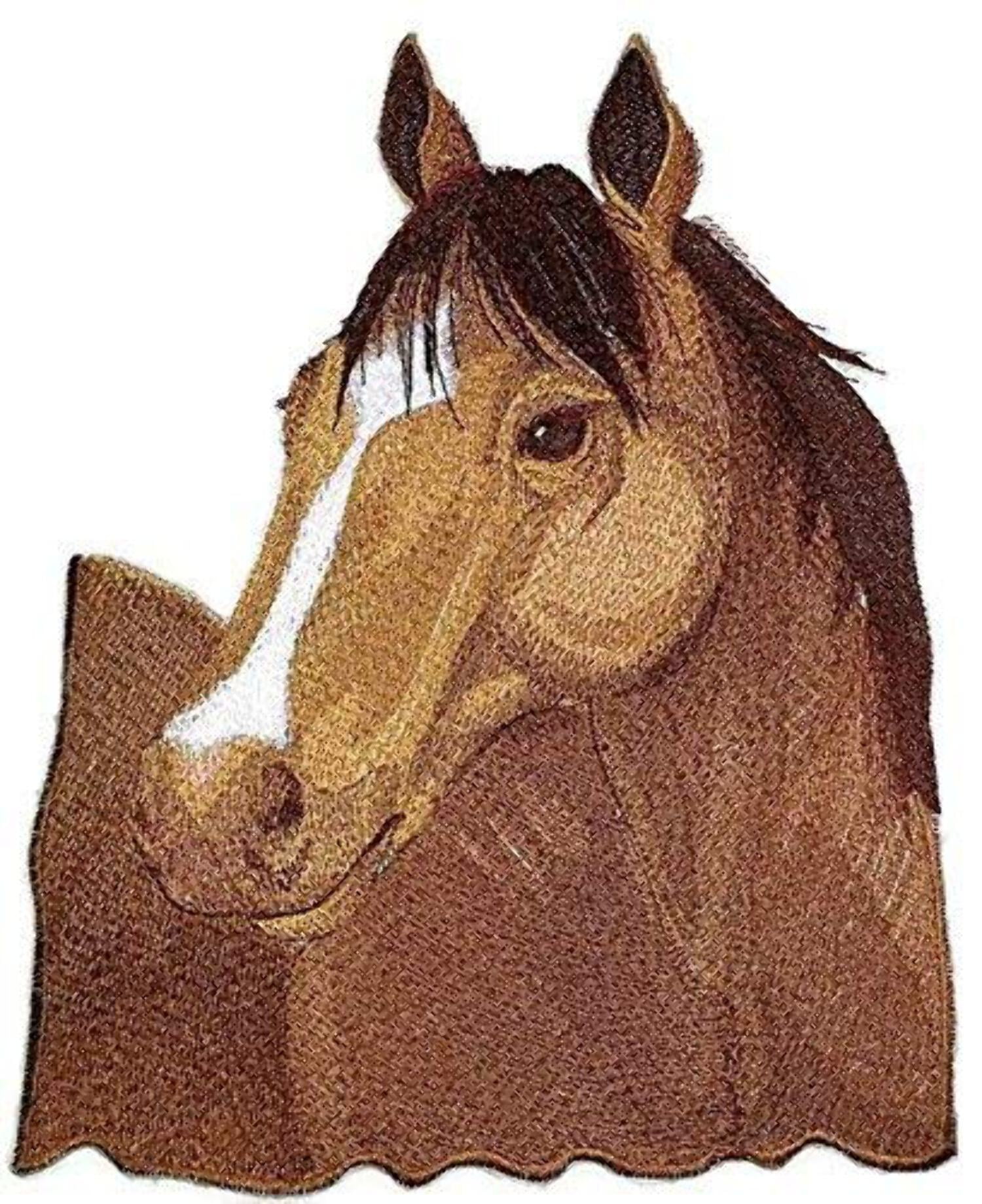 Custom and Unique Spirit of Stallions Portraits [Quarter Horse Face] Embroidered Iron On/Sew Patch [11" x8"]]