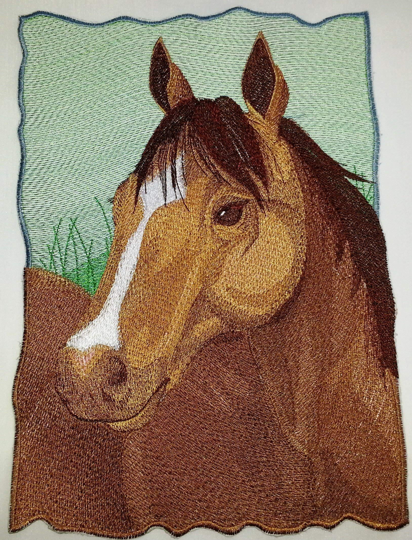 Custom and Unique Spirit of Stallions Portraits [Quarter Horse Portrait] Embroidered Iron On/Sew Patch [11" x8"]]