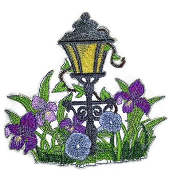 Custom and Unique Spring Bloom Flowers Portraits[Park Place Lamppost ] Embroidered Iron on/Sew Patch [5.06" 4.88"]