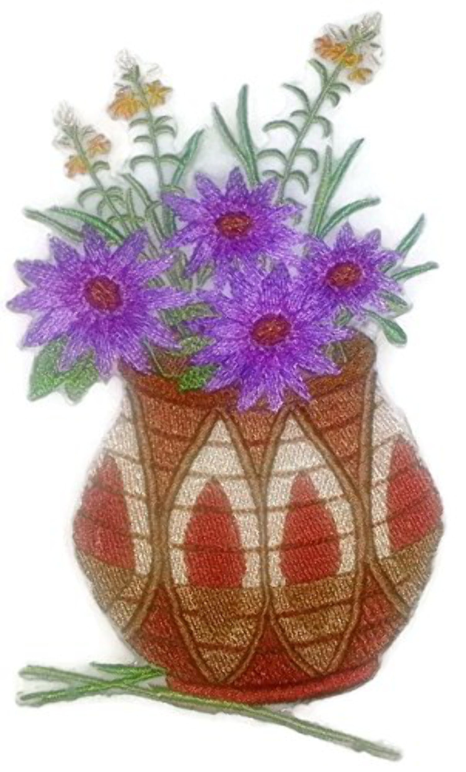Custom and Unique Spring Blooms Flowers with Vase[ African Flower Basket ] Embroidered Iron on/Sew Patch [6.87" 4.06"]