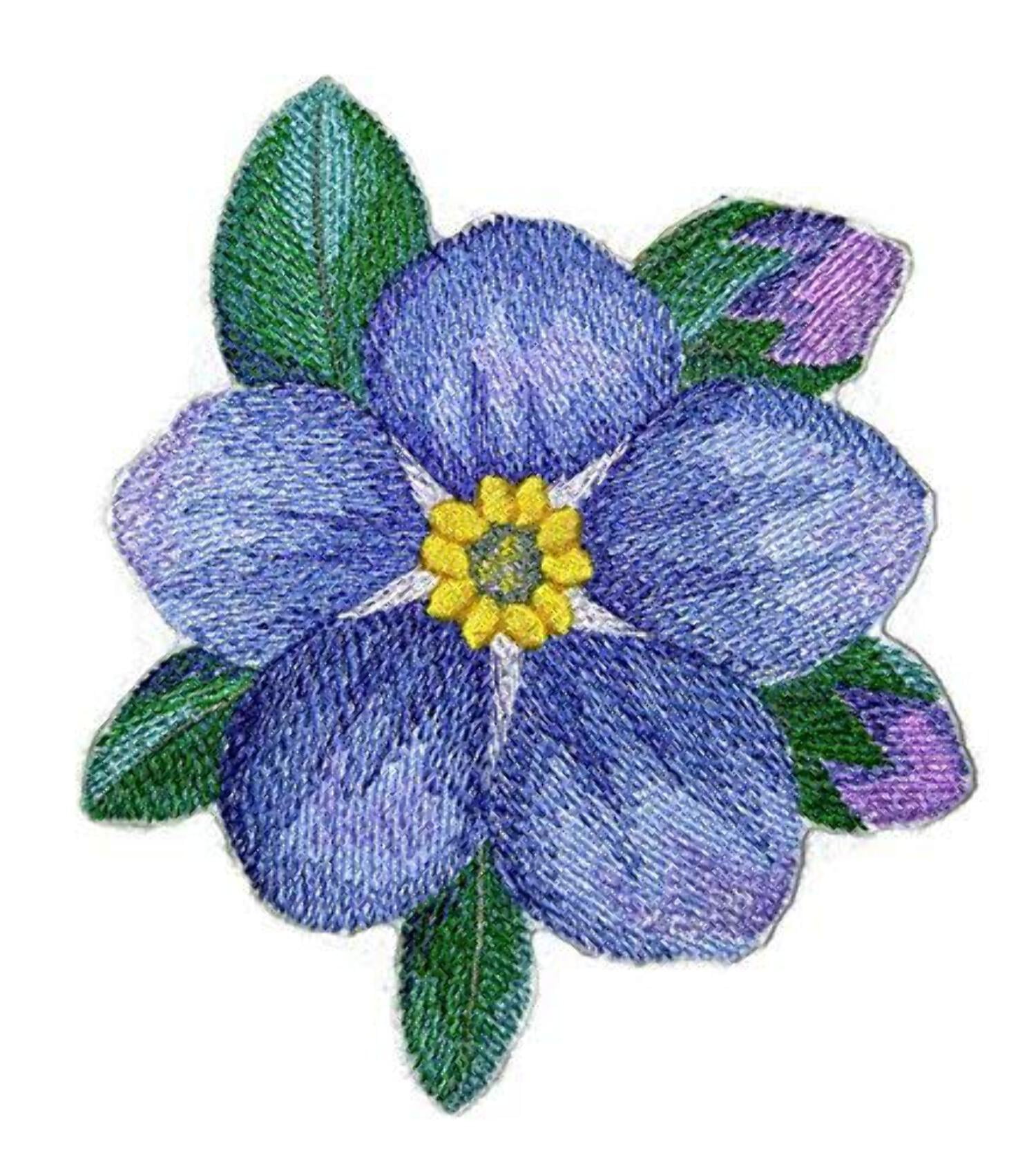 Custom and Unique Water Color Blooms and Butterflies [Watercolor Forget Me Not Bloom] Embroidered Iron on/Sew patch [5.23" 4.82"]