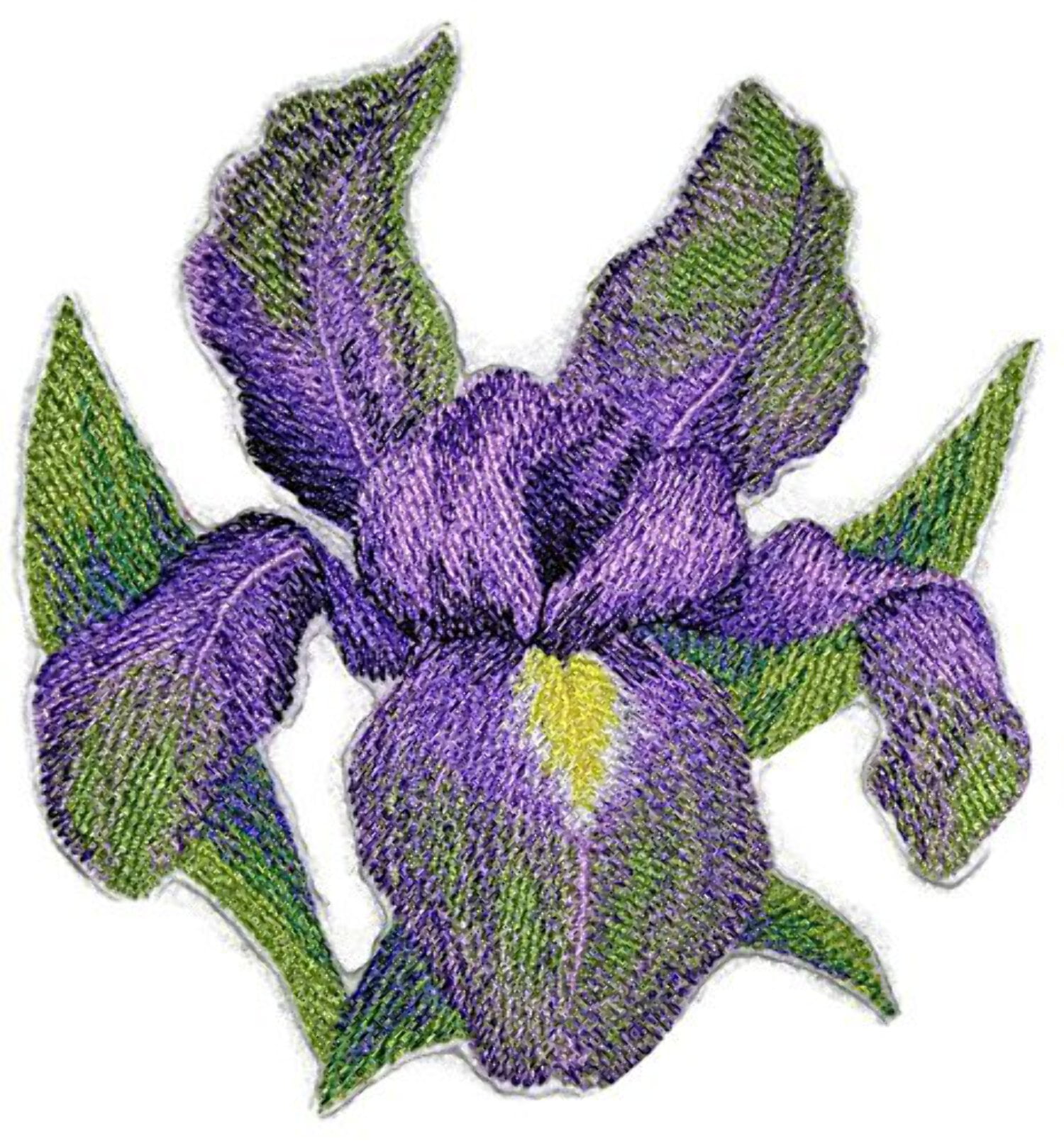 Custom and Unique Water Color Blooms and Butterflies [Watercolor Iris Bloom] Embroidered Iron on/Sew Patch [5.2" 4.81"]