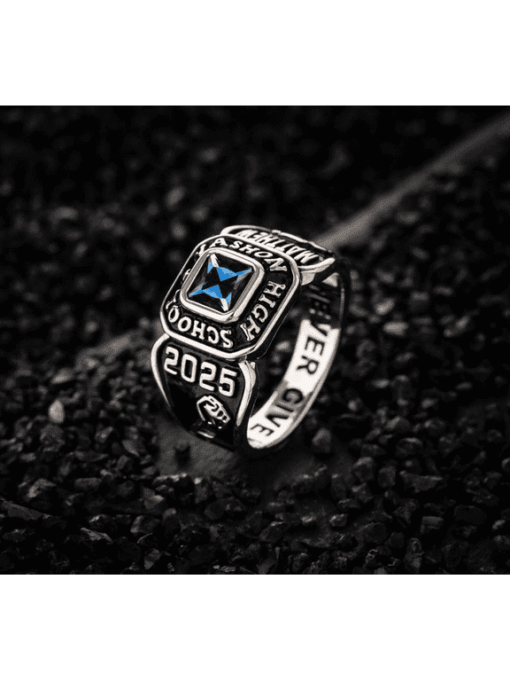 Custom birthstone class ring for grads 2026,Engraved signet ring for high school & college men Perfect jewelry Mementos Gift for Graduate
